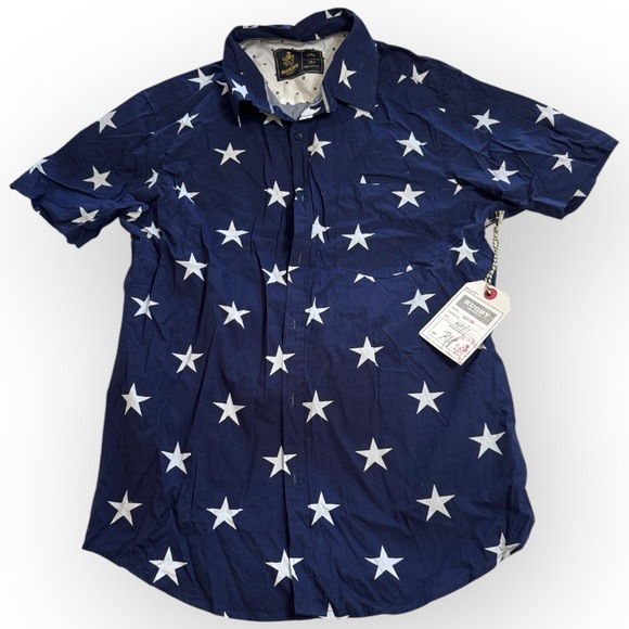 Rugby University Other - NWT Rugby University Navy Star Print Button-Up Shirt Men’s Large – 100% Cotton